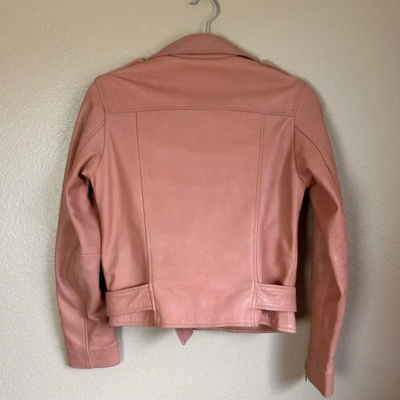 Walter Baker Allison Leather Moto Jacket In Ballet XS - Picture 3 of 9
